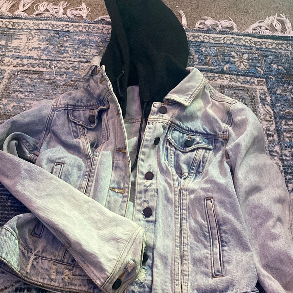 jean sweatshirt jacket super cute!